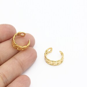 24k Gold Plated Chain-Look Ear Cuff, Patterned Ear Cuff, Hoop Ear, Hoop Ear Cuff, Earrings Findings, Jewelry Supplier, 15mm, CP-29