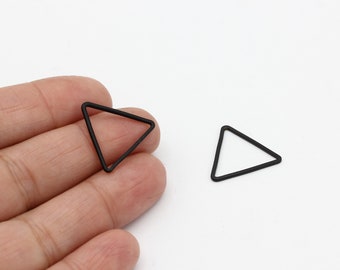 17mm Black Plated Triangle Charms, Triangle Connector, Geometric Charms, Triangle Earring, Triangle Findings, Black Findings, 4 Pcs, SY-113