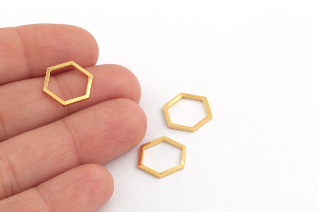 12x14mm 24k Gold Plated Hexagon Charms, Hexagon Pendant, Gold Plated