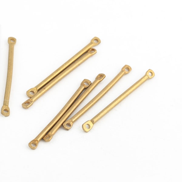 35mm Raw Brass Long Bar, Raw Brass Two Holes Stick Bar, Two Holes Bar Connector, Brass Earring Bar, Bar Connector, 6 Pcs,RAW-15