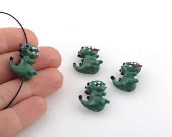 Hand Made Murano Glass Dinosaur Beads, Murano Animal Beads, Dinosaur Beads, Glass Dinosaur Beads, Dinosaur Bracelet, 16x21mm, 1Pcs, MR-16