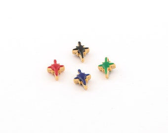 24k esmalte chapado en oro brillante encanto de la estrella del norte, joyería de la estrella del norte, collar de la estrella del norte, joyería de la estrella del norte de color, 8x12mm, 1pcs, AL-853