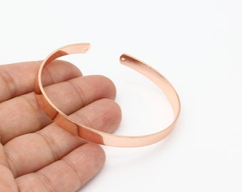6 x 155 mm rosévergulde armband, verstelbare armband, manchetarmband, gepolijste armband, boho stapelarmbanden, handgemaakte armbanden, 1-delig, BL-8