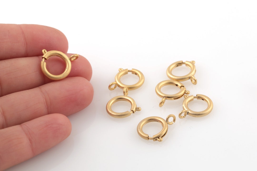 14mm Matt Gold Plated Round Spring Clasp, Spring Ring Clasp, Clasps for ...