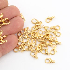 12mm 24k Shiny Gold Plated Parrot Clasp, Lobster Claw Clasp, Necklace And Bracelet Closured, Spring Clasp, Neclace End, 12Pcs, CL-17