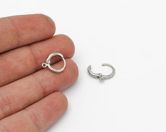 2 Pcs Rhodium Plated Leverback Earring Clasps, Ear Hooks, Round Leverback Earrings,  Leverback Findings, Earring Findings, 12x14mm, CP-297