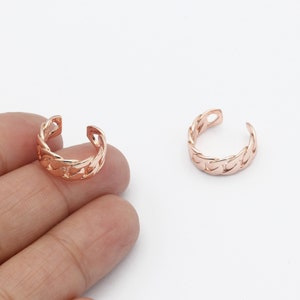 Rose Gold Plated Chain-Look Ear Cuff, Patterned Ear Cuff, Hoop Ear, Hoop Ear Cuff, Earrings Findings, Jewelry Supplier, 15mm, CP-16