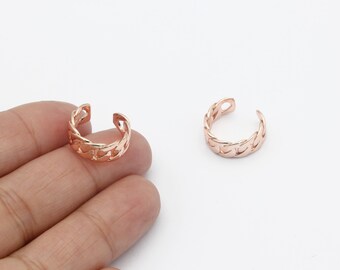 Rose Gold Plated Chain-Look Ear Cuff, Patterned Ear Cuff, Hoop Ear, Hoop Ear Cuff, Earrings Findings, Jewelry Supplier, 15mm, CP-16
