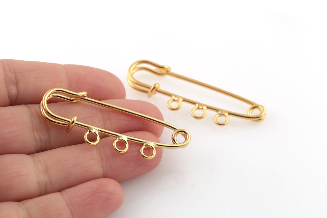 24k Gold Plated Safety Pin Pendant, Safety Pin Charms, Safety Pin