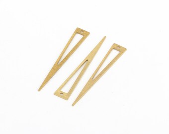 8x50mm Raw Brass Triangle Blanks, Raw Brass Triangle Earring, Chevron Pendant, Raw Brass Textured Charm, Jewelry Supplies, 4 Pcs,RAW-36