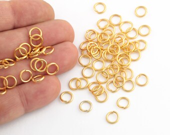 1.2x8mm 24k Gold Plated Jump Rings, Open Jump Rings, High Quality Jump Rings, Gold Plated Connectors, Brass Jump Rings, 25 Pcs,  AL-4