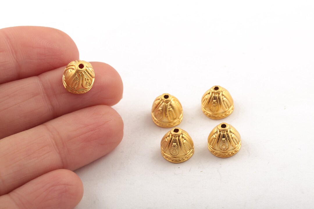 9mm Matt Gold Plated Round End Cap, Matt Gold Plated Tassel Cone Cap