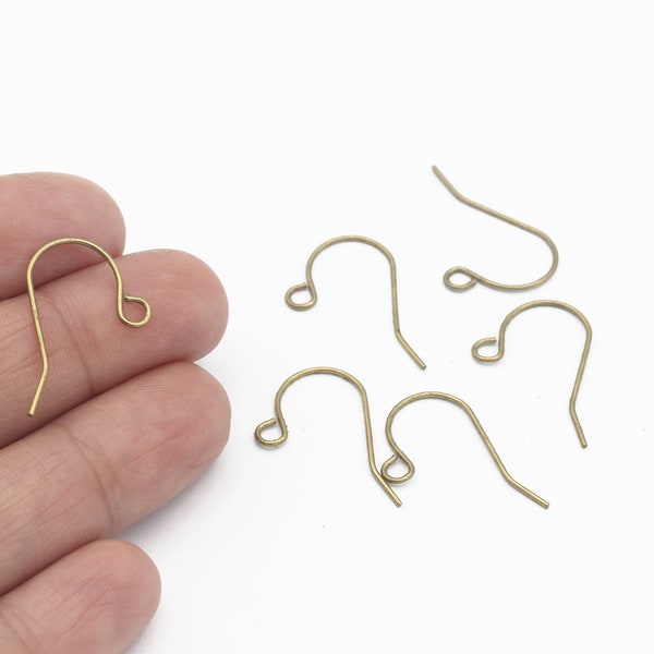 20 Pcs Raw Brass Ear Wire, Ear Hooks, Fish Hook Ear Wires, Brass Ear Wire, Earring Hooks, Bras Findings, Earring Findings, 13x22mm, CP-69