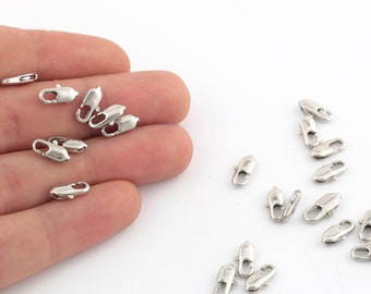 4x10mm Rhodium Plated Lobster Claw Clasp, Necklace And Bracelet Claw Clasp, Rhodium Plated Spring Clasp, Jewelry Supplier, 5 Pcs, CL-45