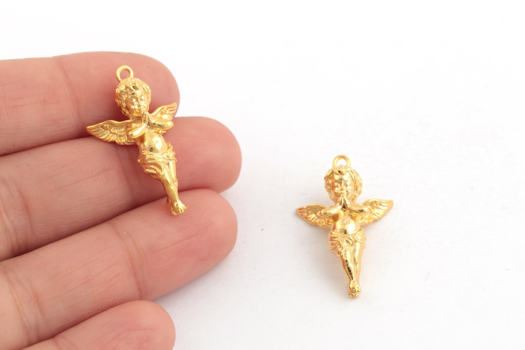 24k Gold Plated Baby Angel Charm, Angel Pendant, Gold Plated Angel