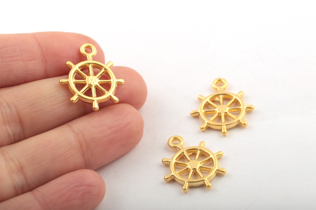 Matt Gold Plated Rudder Pendant, Rudder Charm, Matt Gold Plated Rudder ...