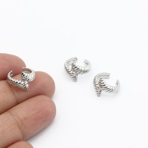 Rhodium Plated Ear Cuff, Twisted Ear Cuff, Hoop Ear, Rhodium Plated Hoop Ear Cuff, Earrings Findings, Jewelry Supplier, 13mm, CP-15