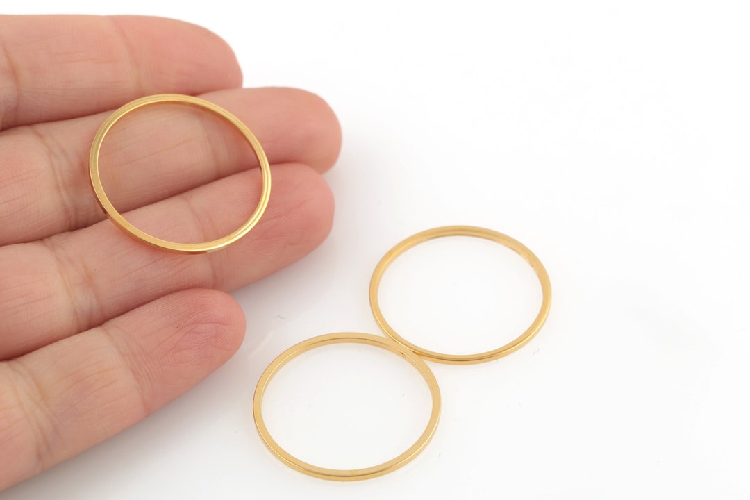 25mm 24k Gold Plated Closed Ring, Circle Connector, Gold Plated Hoops ...