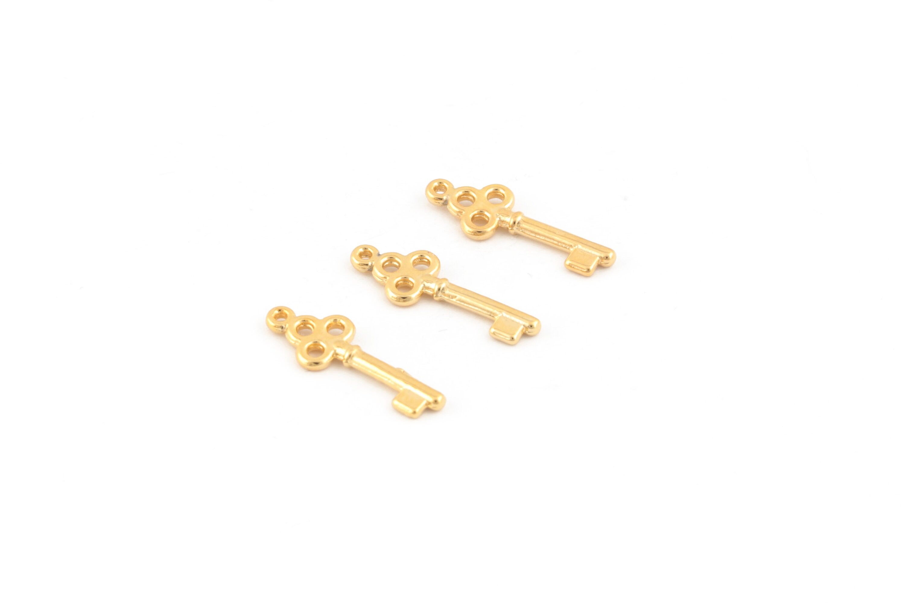 Gold Tiny Key , 5 Pcs 24K Shiny Gold Plated Key Charms , Key Pendant , Gold Plated Charms ,7x21mm-GLD-335