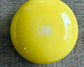Vintage Ceramic Round Candy Dish 1979 Ceramics By Lori Glazed Yellow 6” Kitschy