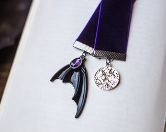 Rhysand, Dark Purple Velvet Ribbon Bookmark, Bookish Gift,Reader Gift, Velvet Bookmark, ACOTAR, Bat Boy, High Lord of the Night Court