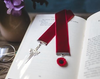 Poppy, FBAA, Dark Red Velvet Bookmark, Bookish Merch, Penellaphe Bookmark, Bookish Gift, From Blood And Ash, Velvet Bookmark, Reader Gift