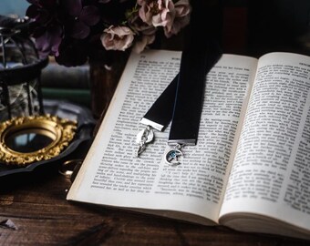 Dark Blue Velvet Fairy Bookmark: Celestial Book Lover Gift