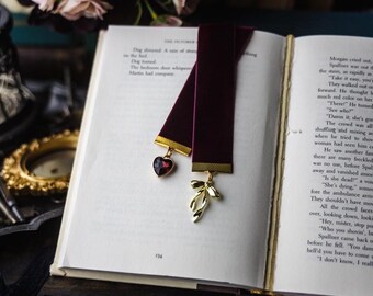Dark Coquette Burgundy Velvet Bookmark: Reader Gift, Bookish Merch