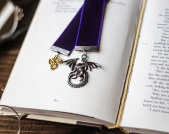 Tairn and Andarna Purple Velvet Dragon Bookmark: Fourth Wing Inspired Bookish Gift