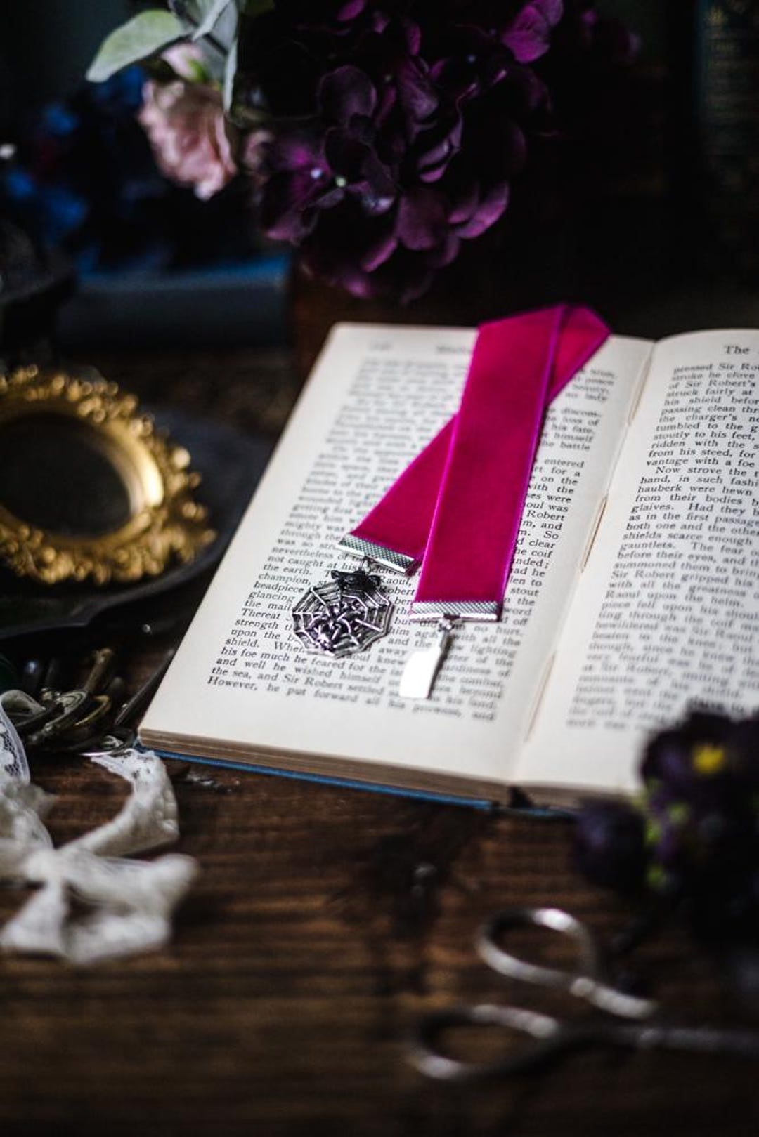 Butcher and Blackbird Inspired Hot Pink Velvet Ribbon Bookmark, Butcher ...