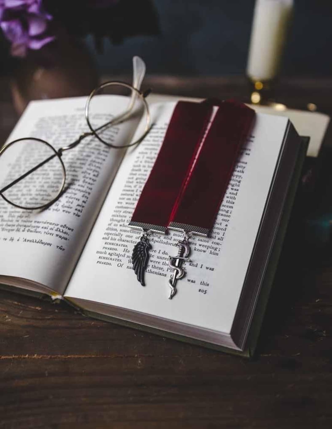 Oraya and Raihn, Dark Red Velvet Ribbon Bookmark, Bookish Gift ...