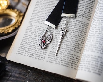 Luther Corbois: Spark of the Everflame Inspired Dark Blue Velvet Bookmark