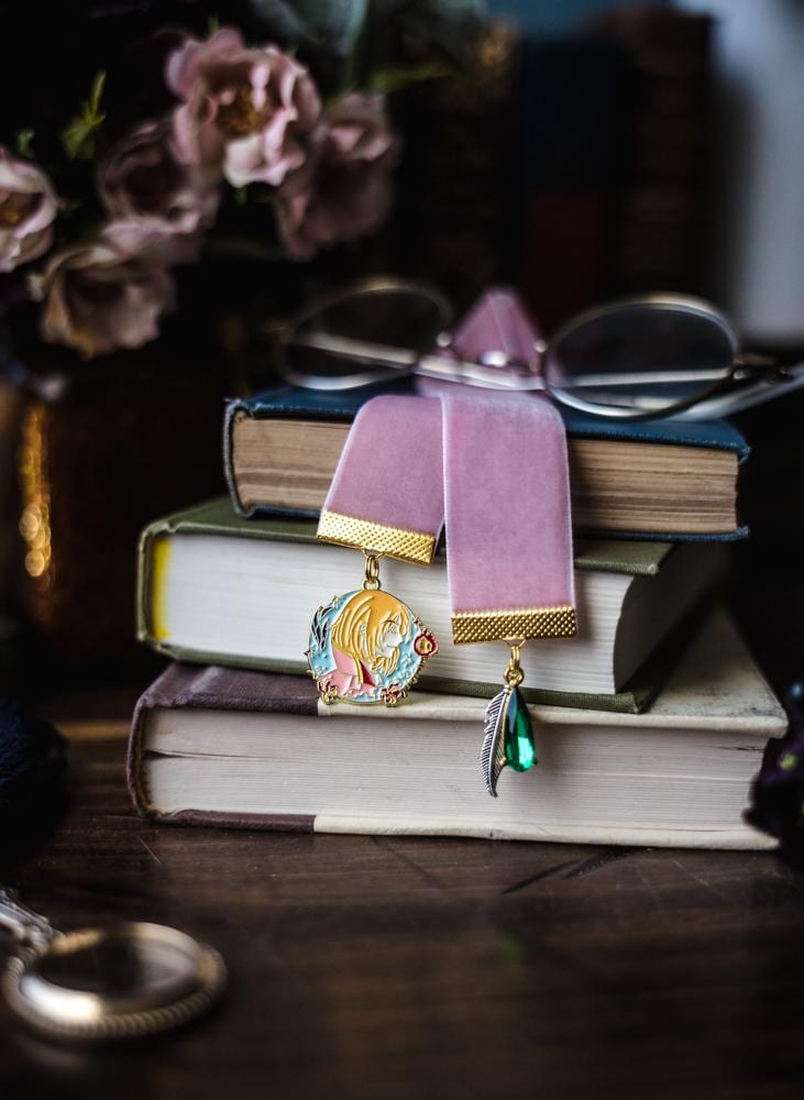Howl's Moving Castle Bookmark: Dusty Pink Velvet Ribbon With Charms - Etsy