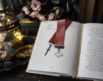 The Smog Cured Kingdom Inspired Dusty Rose Velvet Ribbon Bookmark, Bookish Merch, Reader Gift