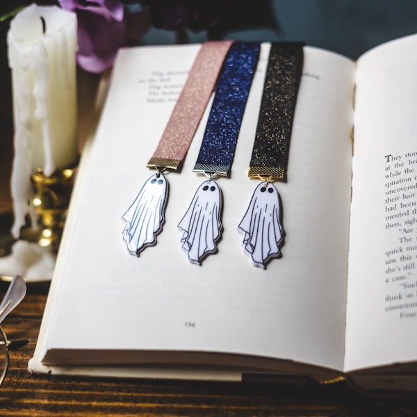 Ghost Story Bookmark, Ribbon Bookmark, Bookmark, Charmed Bookmark, Book Accessory, Booklover Gift, Gift,Horror Bookmark, Ghost Bookmark