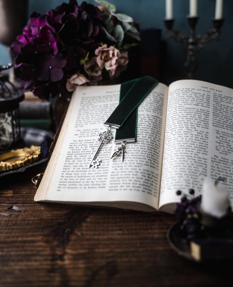The Inheritance Games Inspired Dark Green Velvet Ribbon Bookmark, Hawthorn Brothers Bookmark, Avery Grambs, Bookish Merch, Booklover Gift
