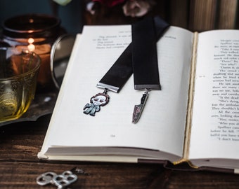 Michael Myers, Black Velvet Ribbon Bookmark, Horror Bookmark, Halloween, Ribbon Bookmark, Horror Lover Gift, Horror Movie Bookmark