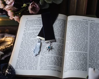 Ghost Bookmark: Dark Blue Velvet Ribbon with Star Charm