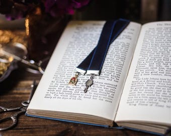 Beauty and the Beast Inspired Blue Velvet Ribbon Bookmark, Belle, Bookmark, Bookish Merch, Booklover Gift, Reader Gift, Fairytale Bookmark