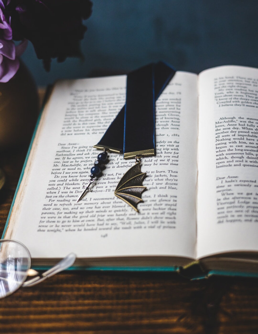 Azriel Blue Velvet Ribbon Bookmark Bookish Gift Book Lover - Etsy