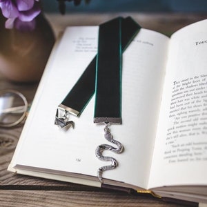 Manacled Bookmark, Dramione Bookmark, Dark Green Velvet Ribbon Bookmark, Bookish Merch, Book Accessory, Draco and Hermione Bookmark
