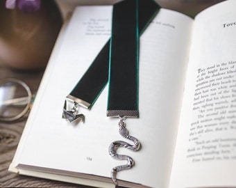 Manacled Bookmark, Dramione Bookmark, Dark Green Velvet Ribbon Bookmark, Bookish Merch, Book Accessory, Draco and Hermione Bookmark