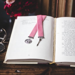 Evangeline Fox, Once Upon a Broken Heart, Pink Velvet Ribbon Bookmark, Ballad of the Archer and the Fox, Bookish Merch, Bookish Accessory