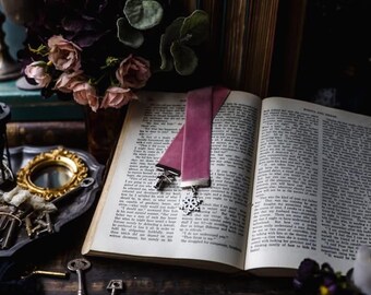 Lorelai, Gilmore Girls Bookmark: Dusty Pink Velvet Ribbon with Dragonfly  and Snowflake Charms
