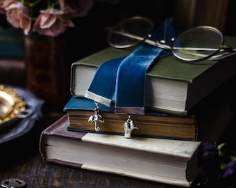 Rory, Gilmore Girls Bookmark: Blue Velvet Ribbon with Book Charms