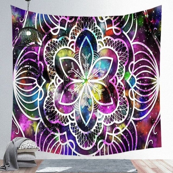 Tenture Murale Tissu Batik Mandala Rosace - Décoration Ethnique - Gribouille Import