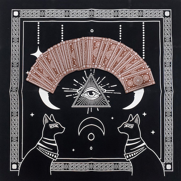 Nappe de Tarot Chats Oeil Illuminati Divination | Astrologie | Voyance | Medium | Décoration Murale