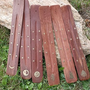 Meditação de suporte de incenso artesanal de madeira indiana, rituais espirituais