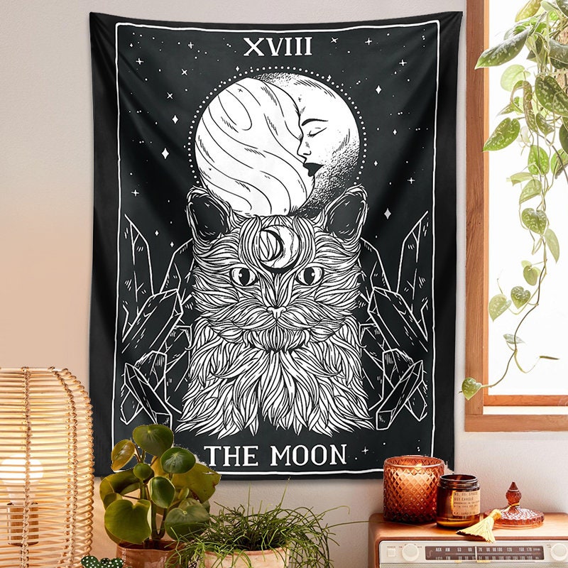 Tarot card moon tapestry sale