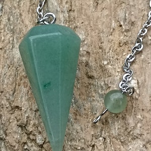 Green Aventurine Conical Pendulum, Natural Stone Dowsing